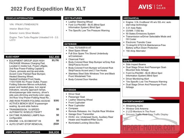 2022 Ford Expedition Max Xlt VIN: 1FMJK1JT6NEA58276 Lot: 60591203