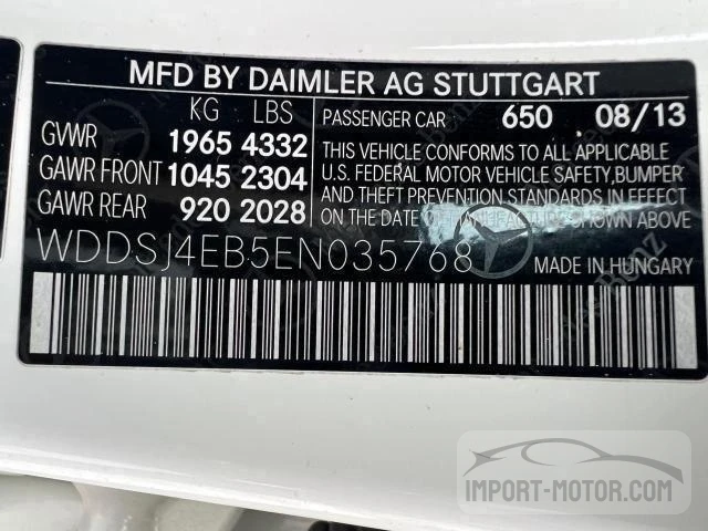 2014 Mercedes-Benz Cla 250 VIN: WDDSJ4EB5EN035768 Lot: 63805193