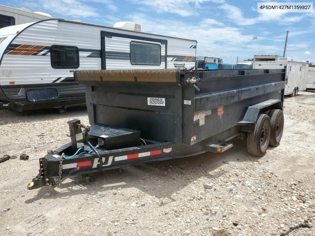 2021 Pj Dump Trlr VIN: 4P5DM1427M1359827 Lot: 62920555
