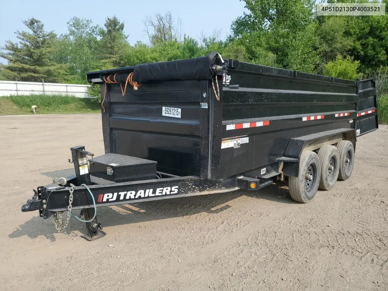 2023 Pj 1D213 Dump Trailer VIN: 4P51D2130P4003521 Lot: 59261215
