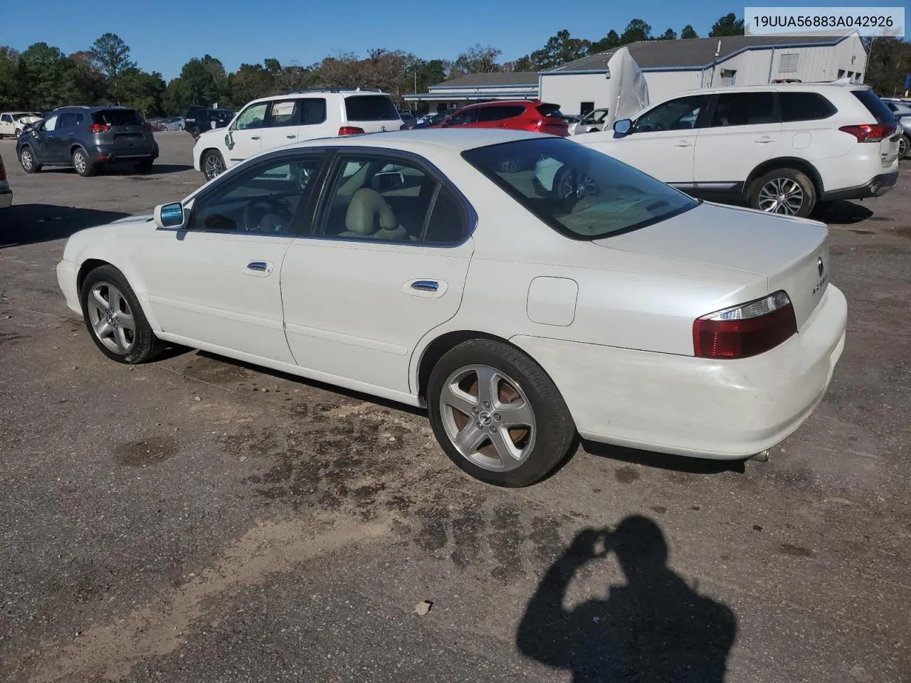 2003 Acura 3.2Tl Type-S VIN: 19UUA56883A042926 Lot: 83762884