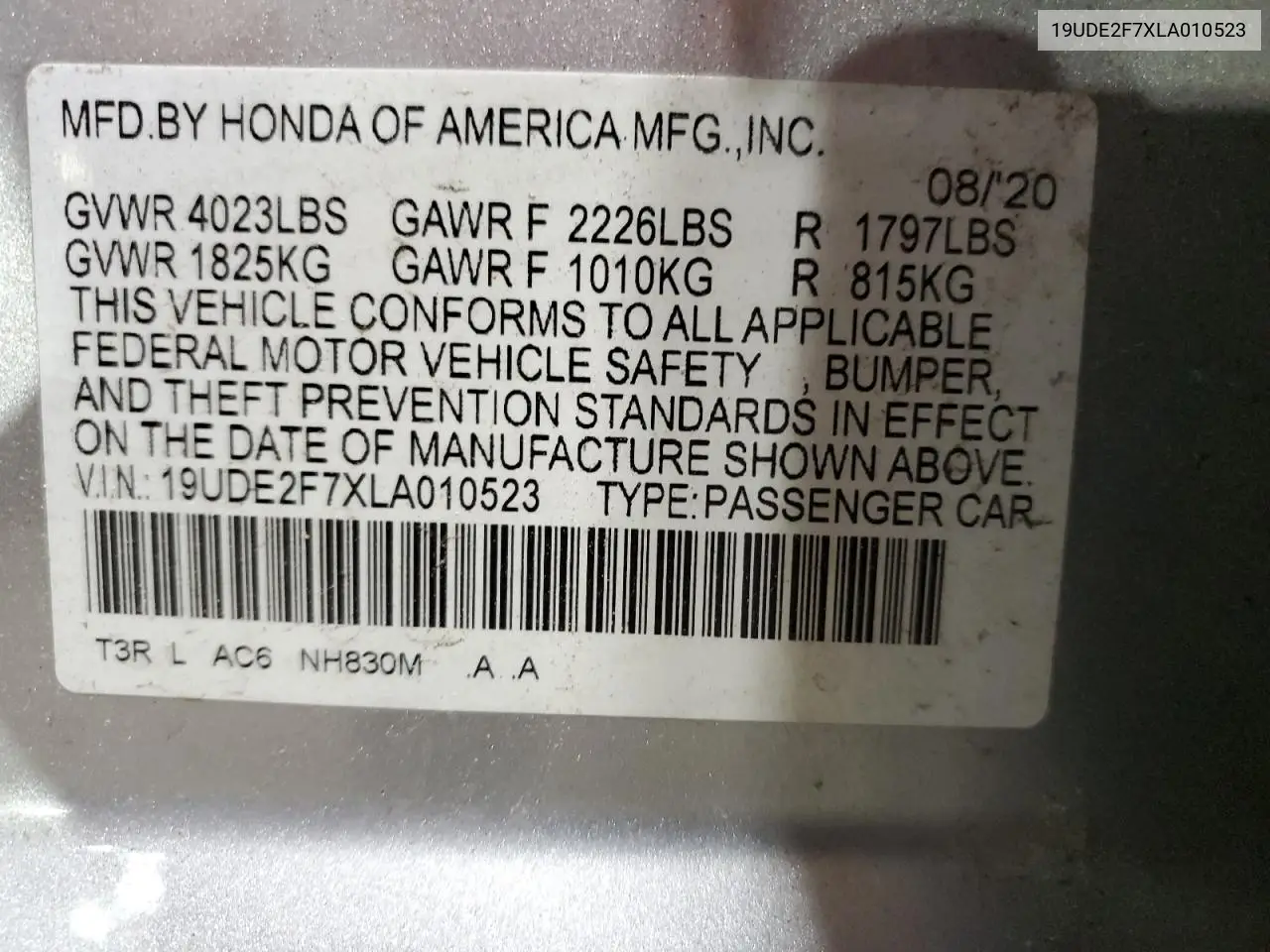 2020 Acura Ilx Premium VIN: 19UDE2F7XLA010523 Lot: 62139535