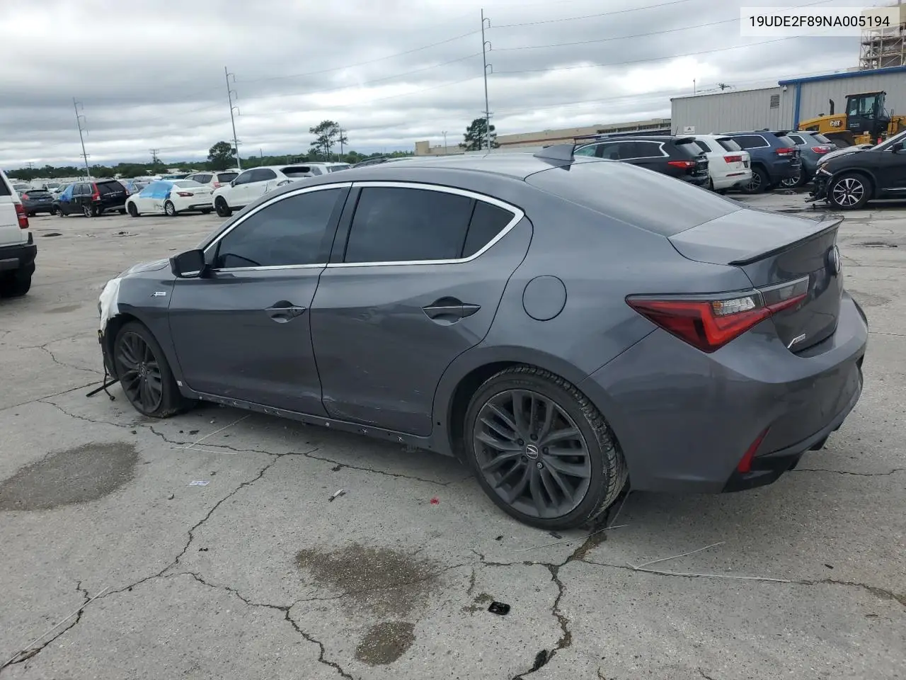 2022 Acura Ilx Premium A-Spec VIN: 19UDE2F89NA005194 Lot: 56053035