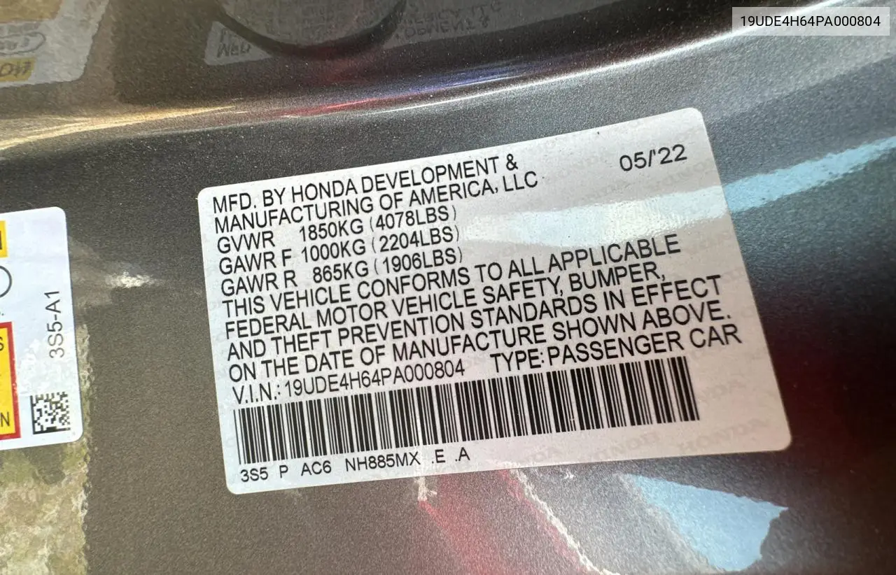 2023 Acura Integra A-Spec Tech VIN: 19UDE4H64PA000804 Lot: 57285675