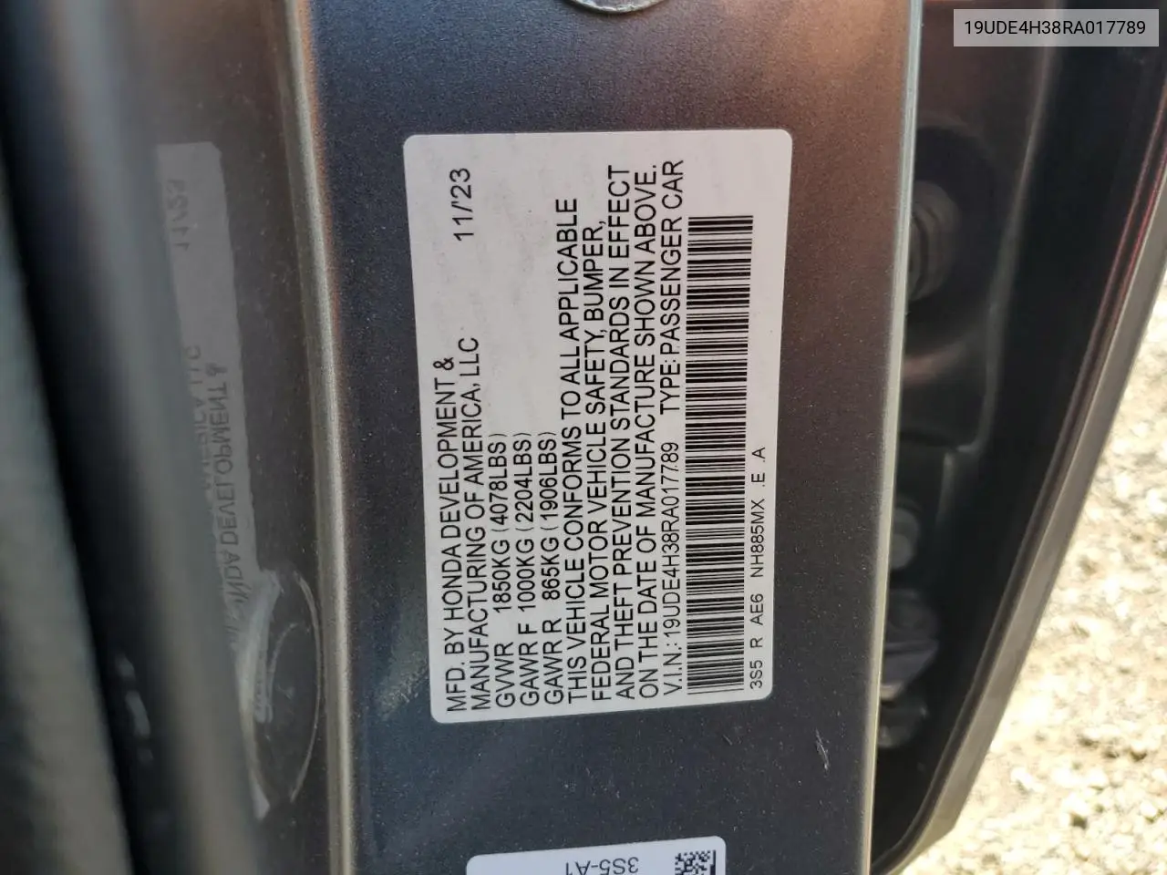 2024 Acura Integra A-Spec VIN: 19UDE4H38RA017789 Lot: 58932035