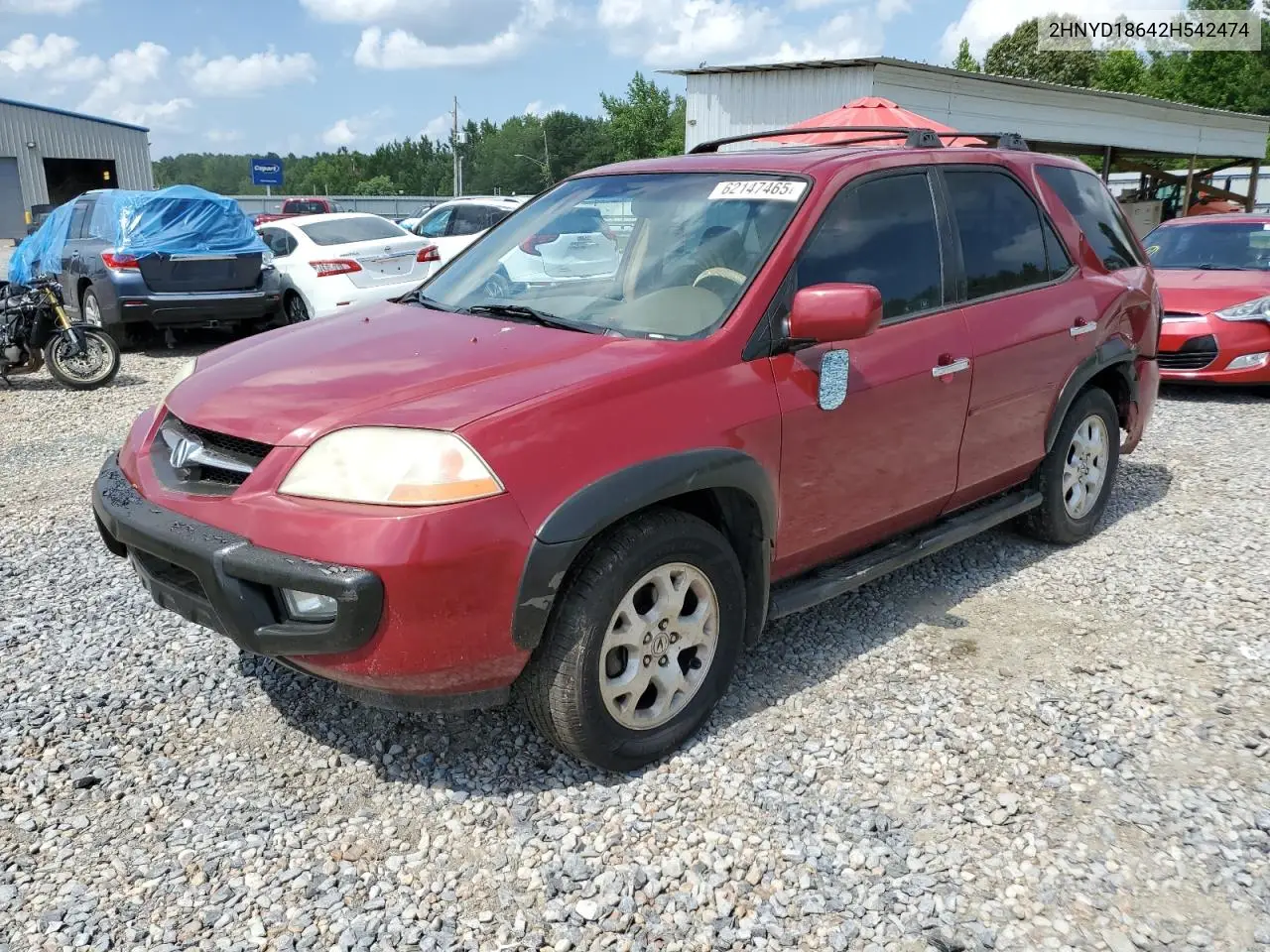2002 Acura Mdx Touring VIN: 2HNYD18642H542474 Lot: 62147465