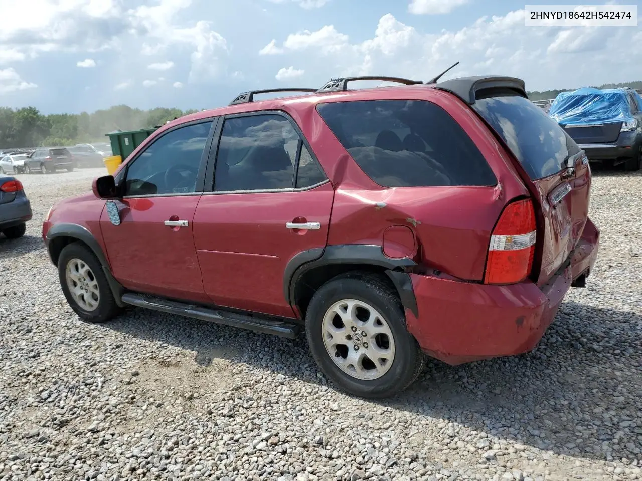 2002 Acura Mdx Touring VIN: 2HNYD18642H542474 Lot: 62147465