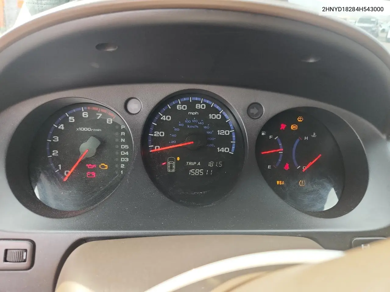 2004 Acura Mdx VIN: 2HNYD18284H543000 Lot: 61759585