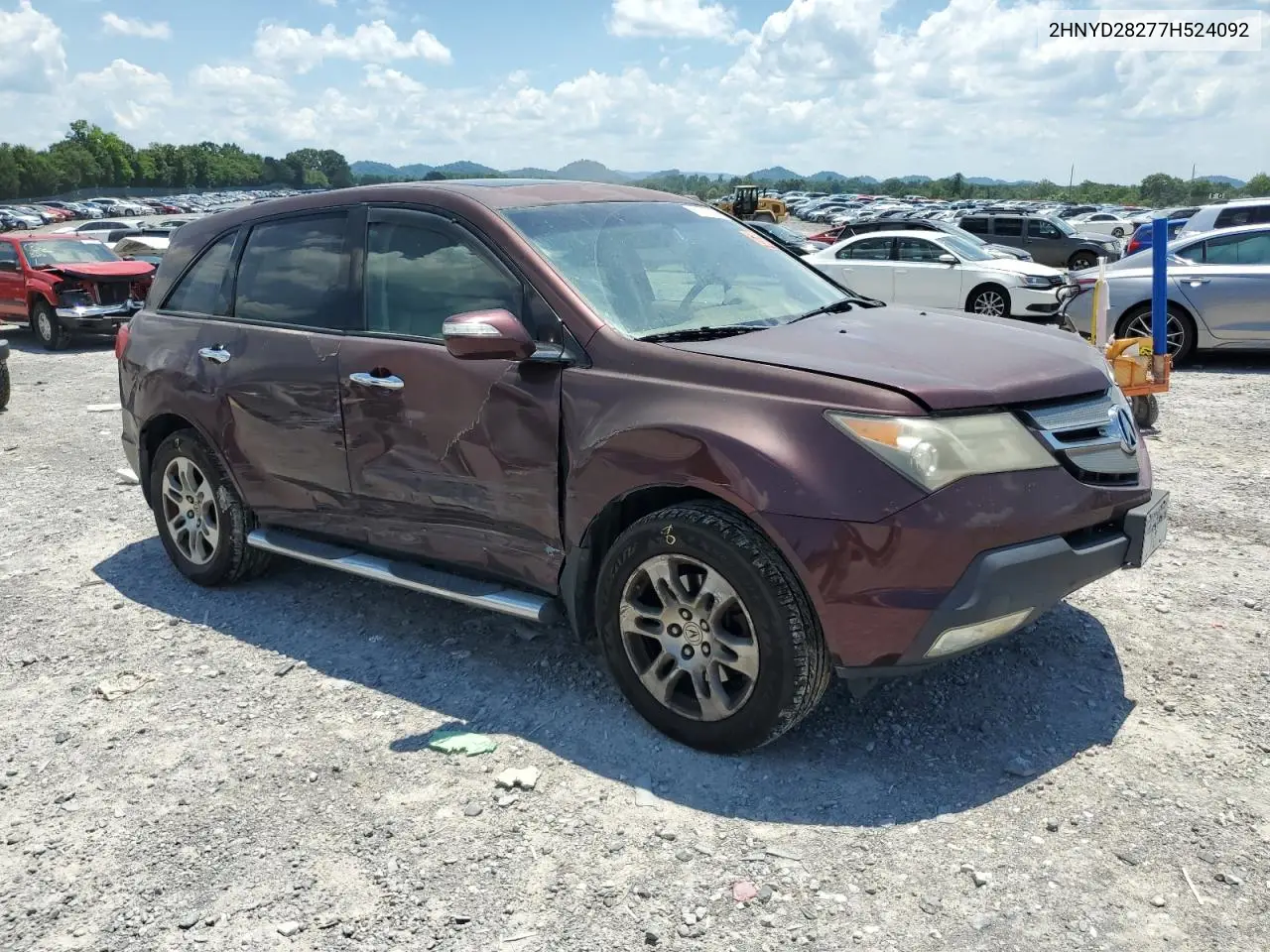 2007 Acura Mdx VIN: 2HNYD28277H524092 Lot: 61747725