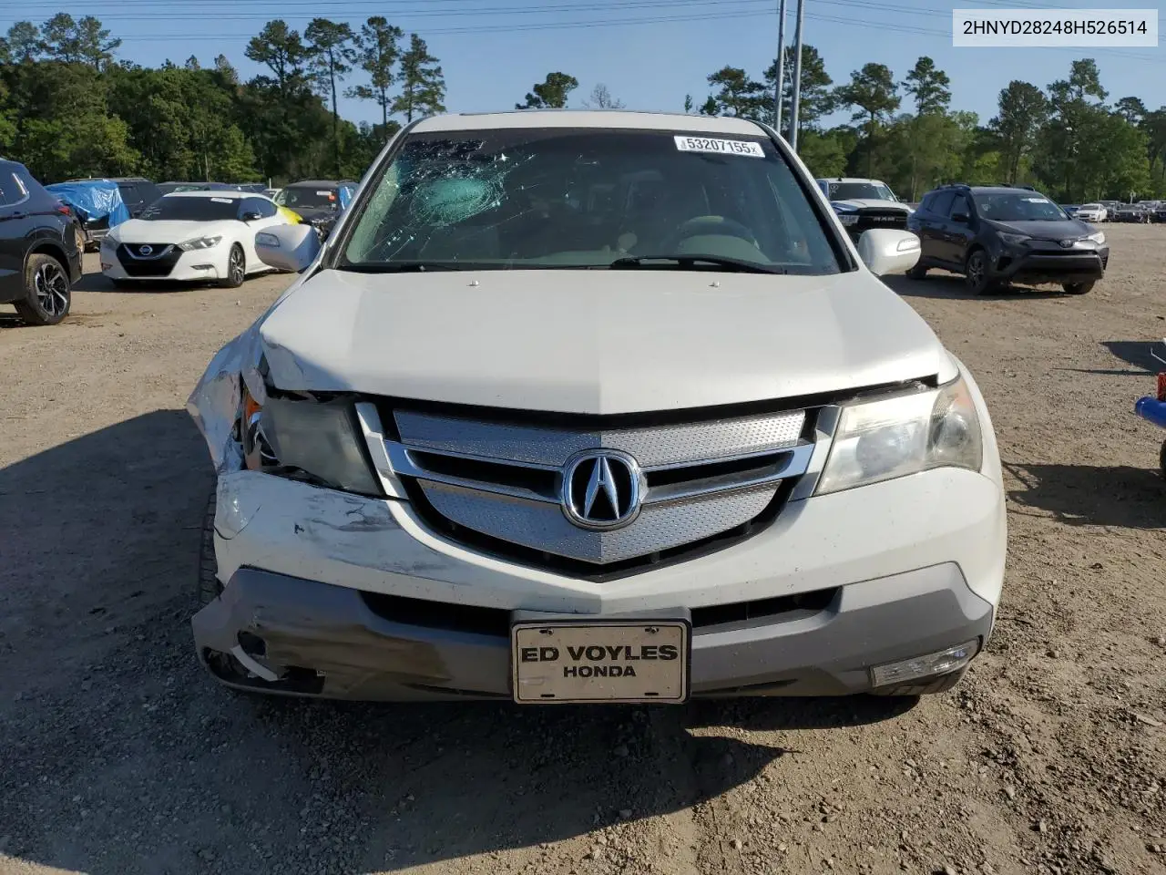 2008 Acura Mdx VIN: 2HNYD28248H526514 Lot: 53207155