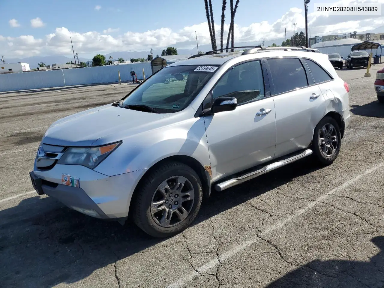 2008 Acura Mdx VIN: 2HNYD28208H543889 Lot: 56794645
