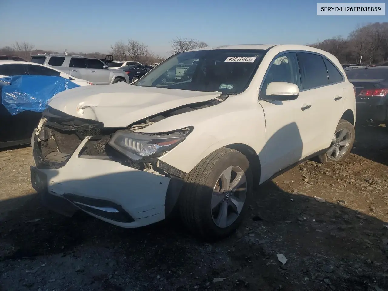 2014 Acura Mdx VIN: 5FRYD4H26EB038859 Lot: 46517465
