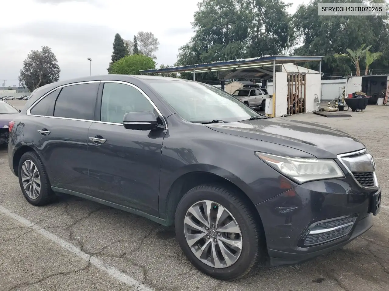 2014 Acura Mdx Technology VIN: 5FRYD3H43EB020265 Lot: 53580405