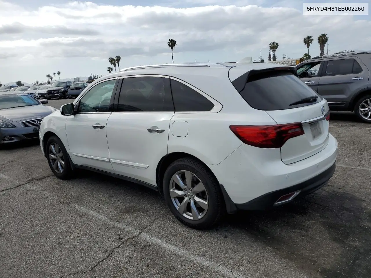 2014 Acura Mdx Advance VIN: 5FRYD4H81EB002260 Lot: 56025185