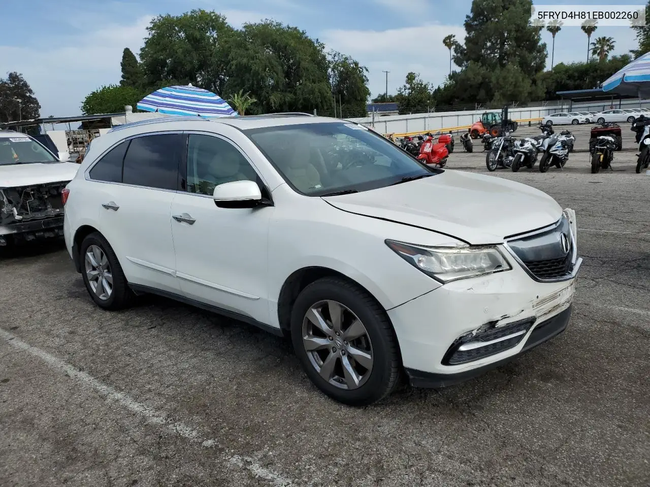 2014 Acura Mdx Advance VIN: 5FRYD4H81EB002260 Lot: 56025185