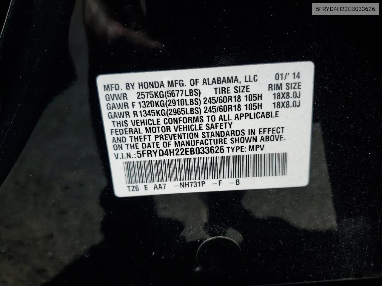 2014 Acura Mdx VIN: 5FRYD4H22EB033626 Lot: 56412005
