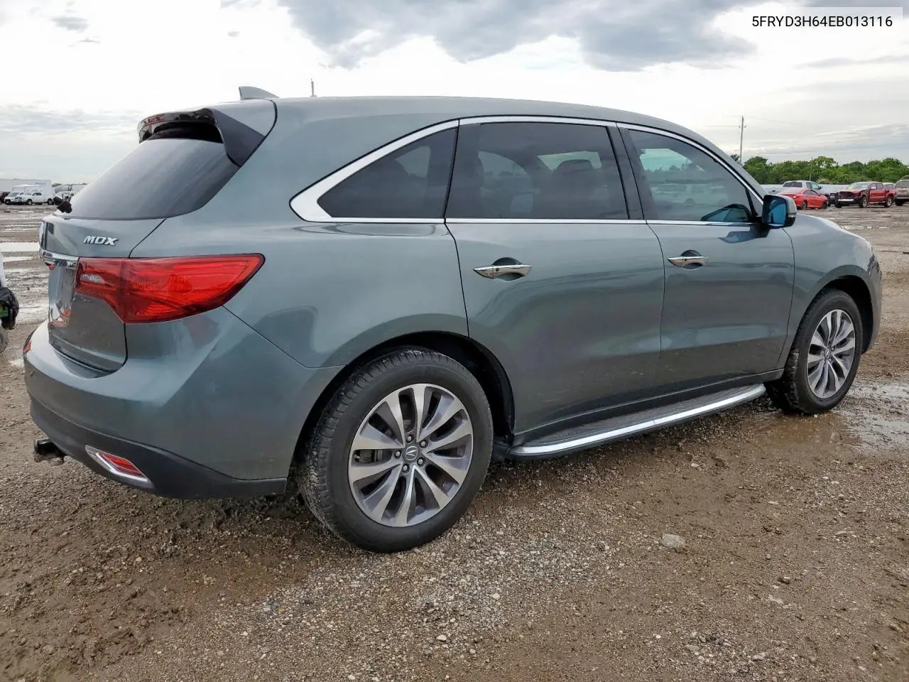 2014 Acura Mdx Technology VIN: 5FRYD3H64EB013116 Lot: 60910625