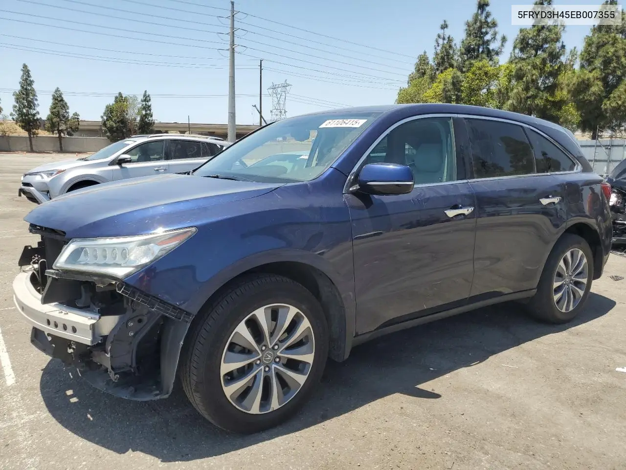 2014 Acura Mdx Technology VIN: 5FRYD3H45EB007355 Lot: 61106415