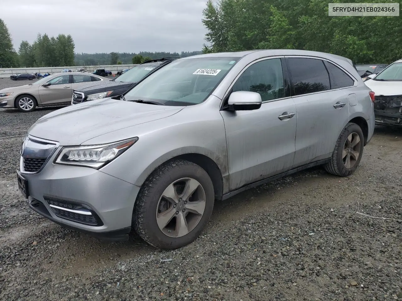 2014 Acura Mdx VIN: 5FRYD4H21EB024366 Lot: 61624225