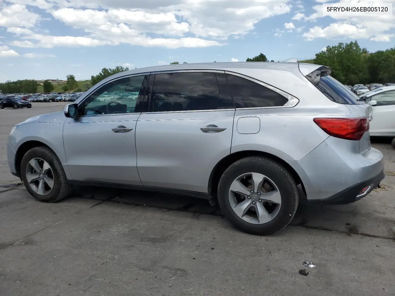 2014 Acura Mdx VIN: 5FRYD4H26EB005120 Lot: 61783645