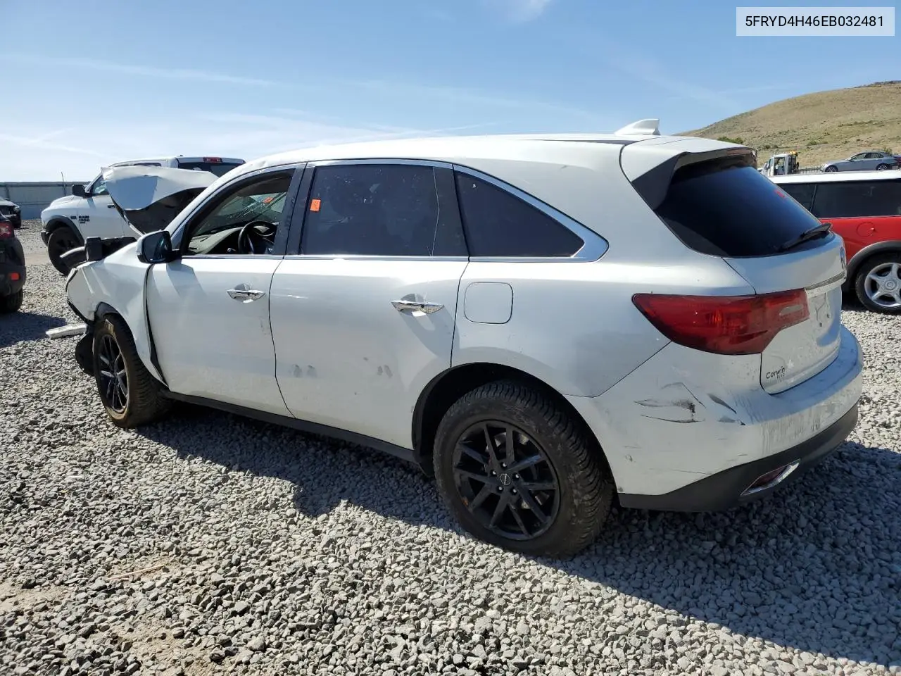 2014 Acura Mdx Technology VIN: 5FRYD4H46EB032481 Lot: 62007835