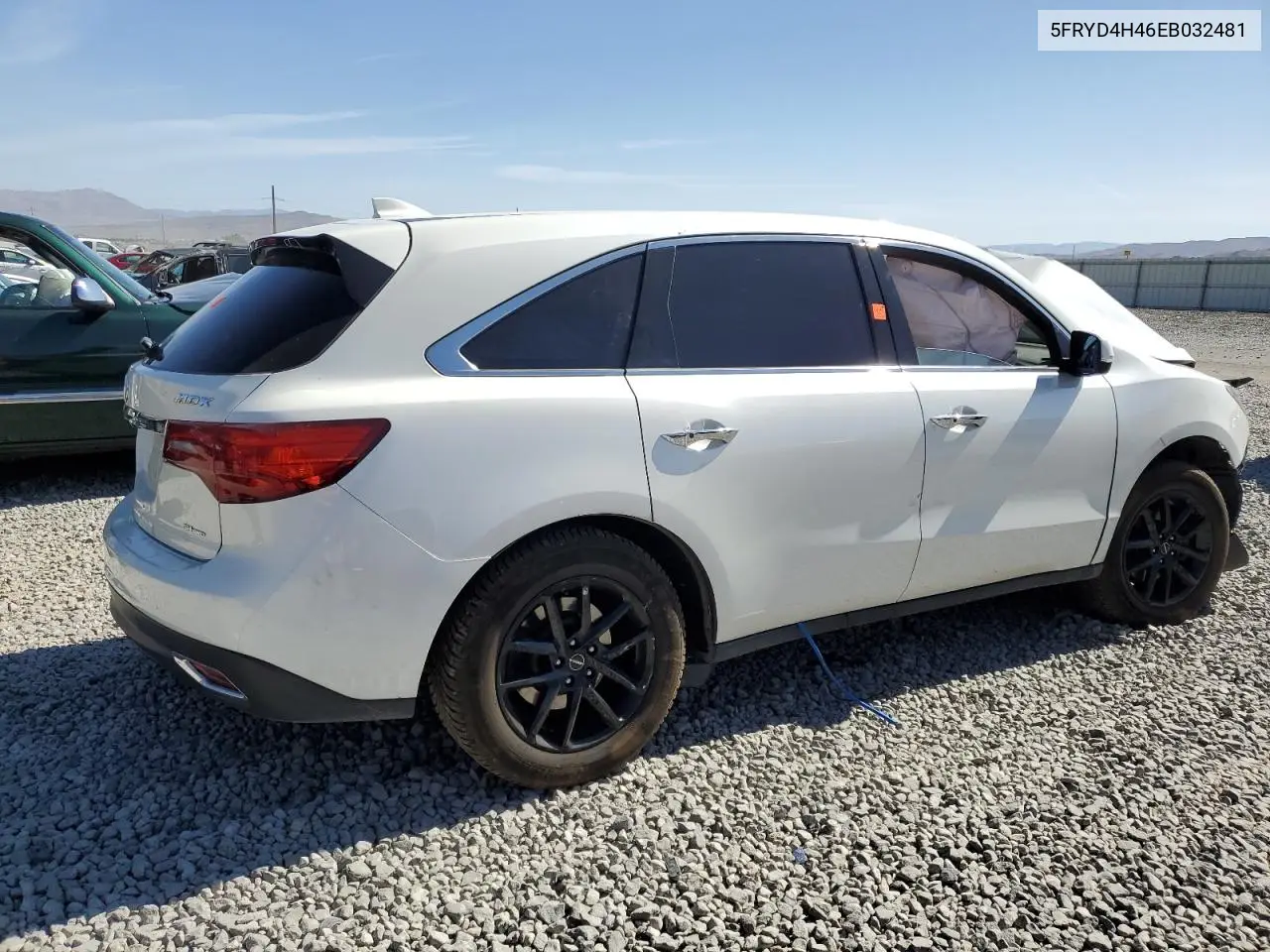 2014 Acura Mdx Technology VIN: 5FRYD4H46EB032481 Lot: 62007835