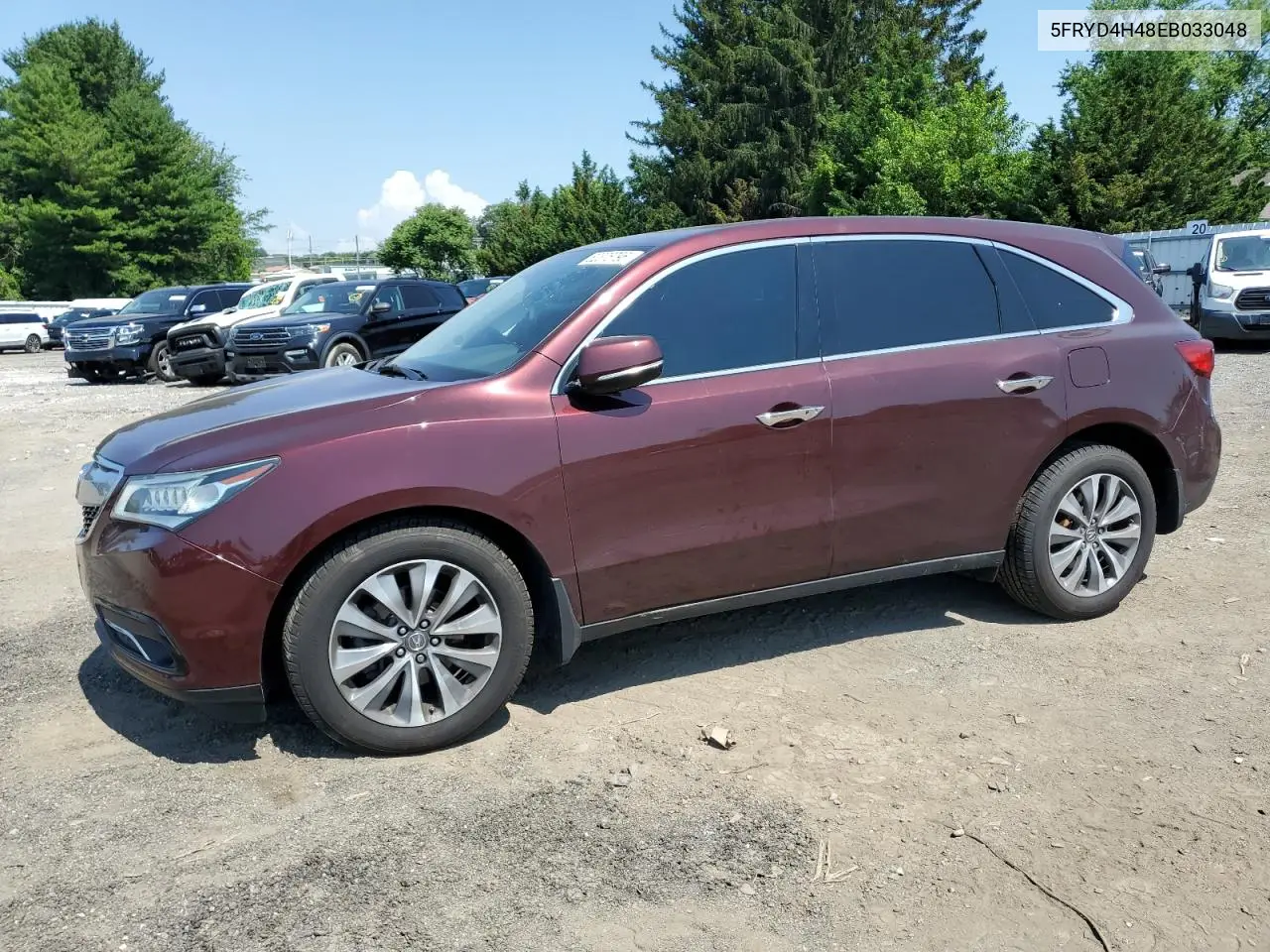 2014 Acura Mdx Technology VIN: 5FRYD4H48EB033048 Lot: 62376795