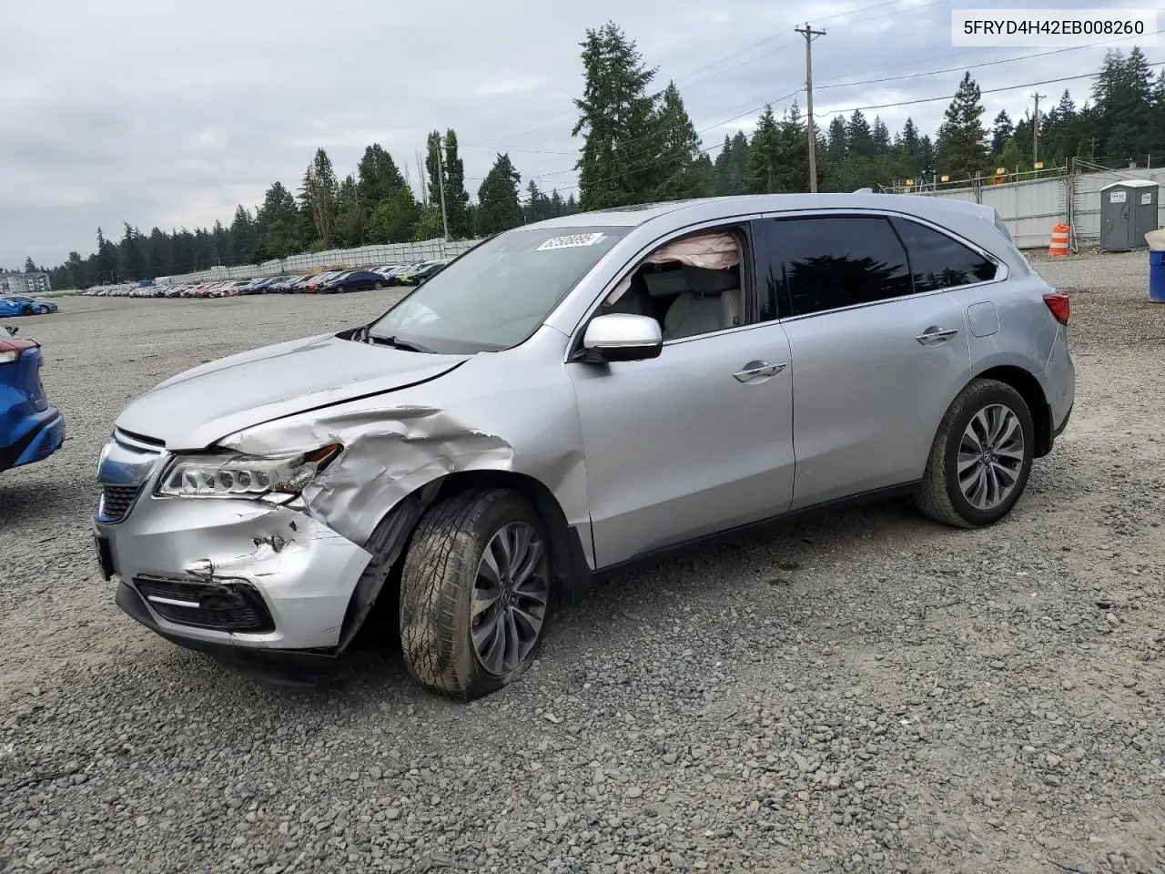 2014 Acura Mdx Technology VIN: 5FRYD4H42EB008260 Lot: 62508895