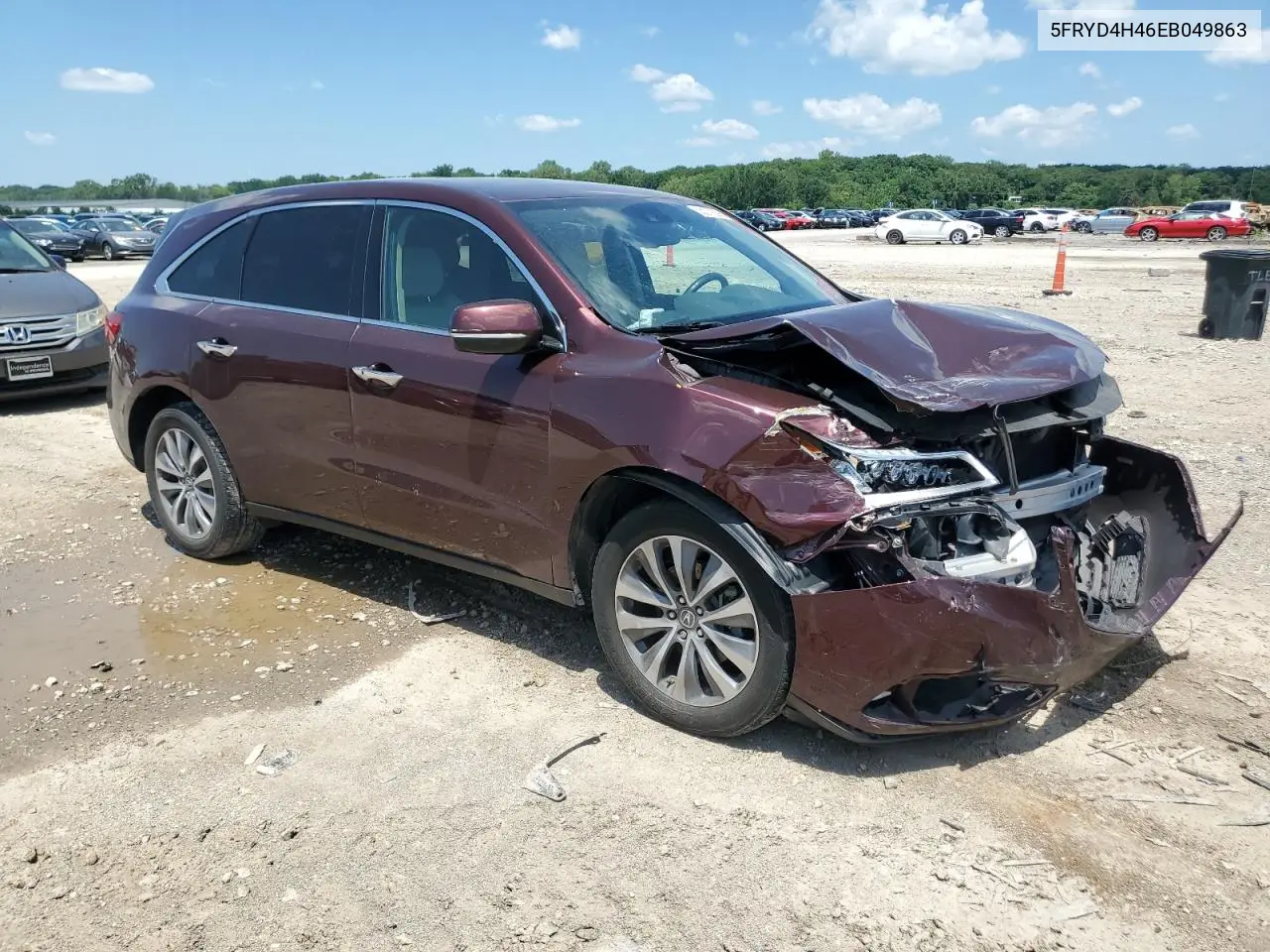 2014 Acura Mdx Technology VIN: 5FRYD4H46EB049863 Lot: 63079295