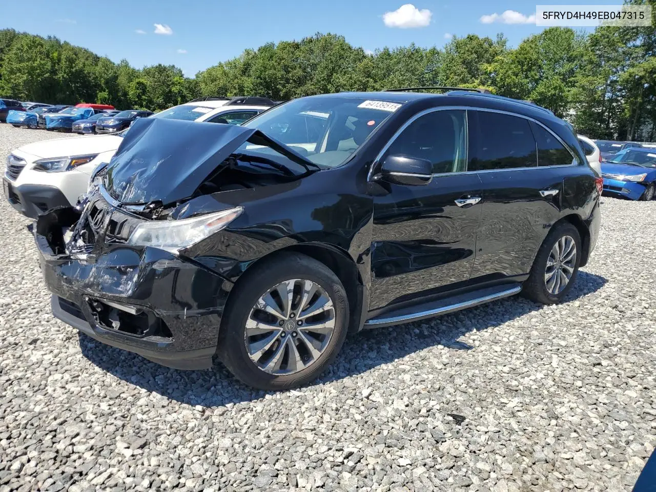 2014 Acura Mdx Technology VIN: 5FRYD4H49EB047315 Lot: 64139515