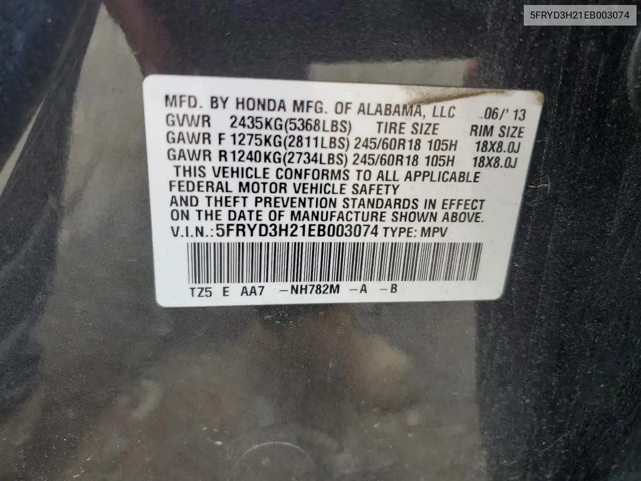 2014 Acura Mdx VIN: 5FRYD3H21EB003074 Lot: 64142215