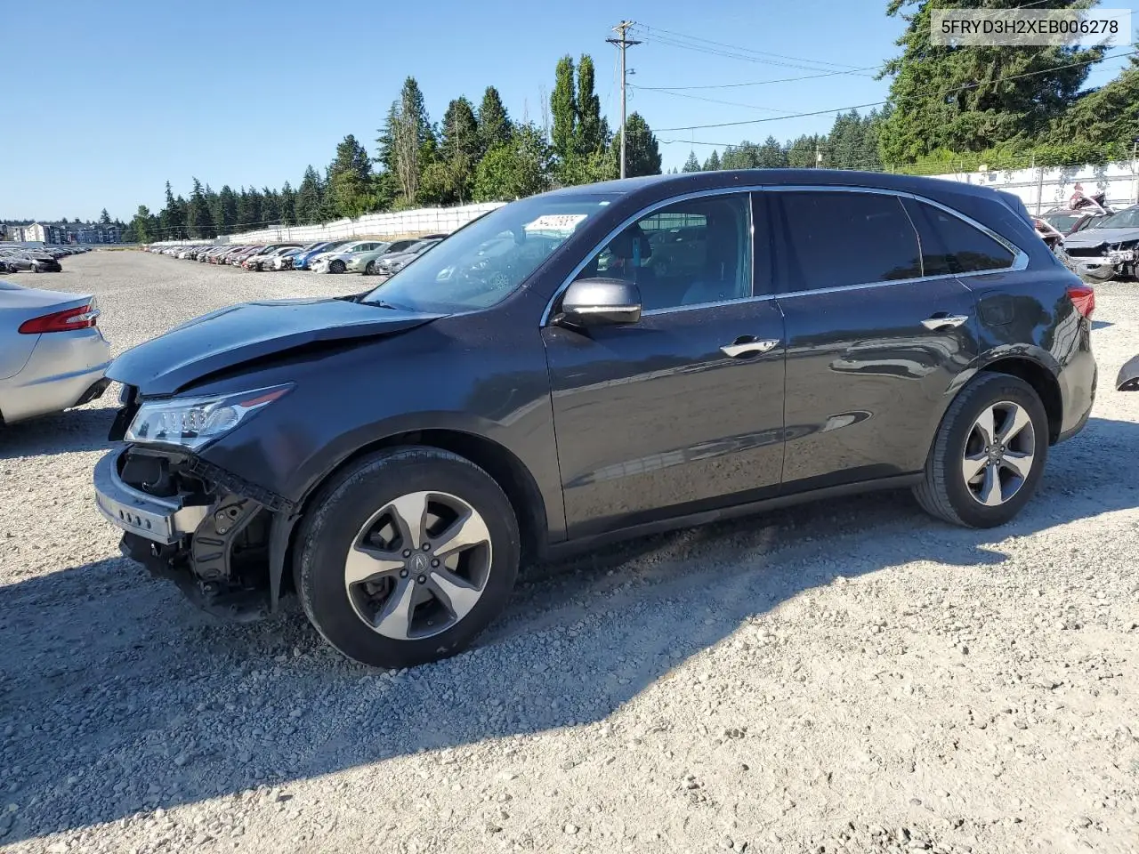 2014 Acura Mdx VIN: 5FRYD3H2XEB006278 Lot: 64420985