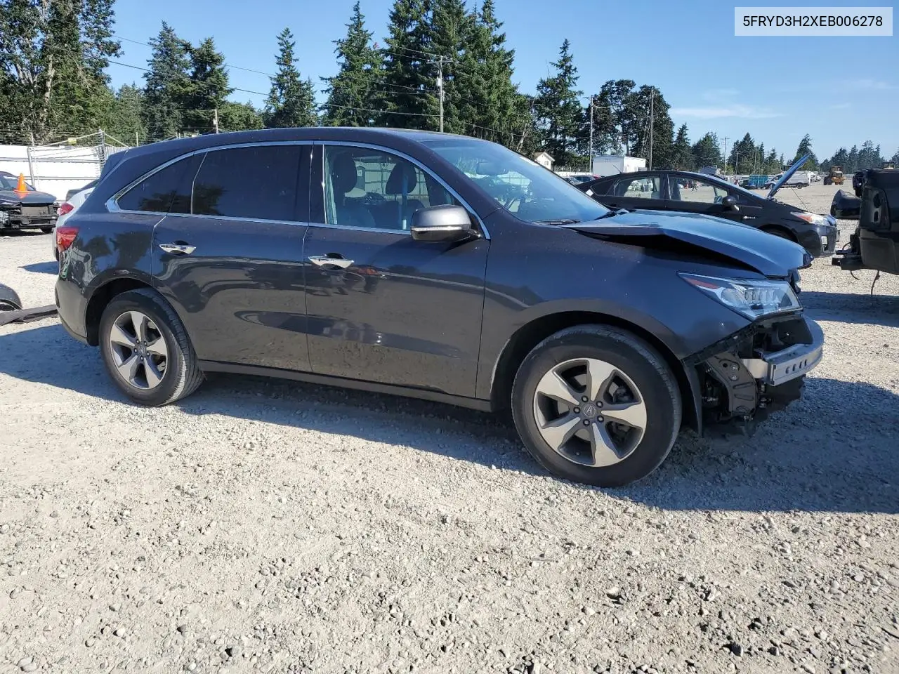 2014 Acura Mdx VIN: 5FRYD3H2XEB006278 Lot: 64420985