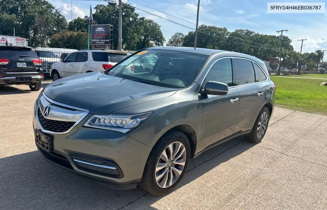 2014 Acura Mdx Technology VIN: 5FRYD4H46EB036787 Lot: 65081735