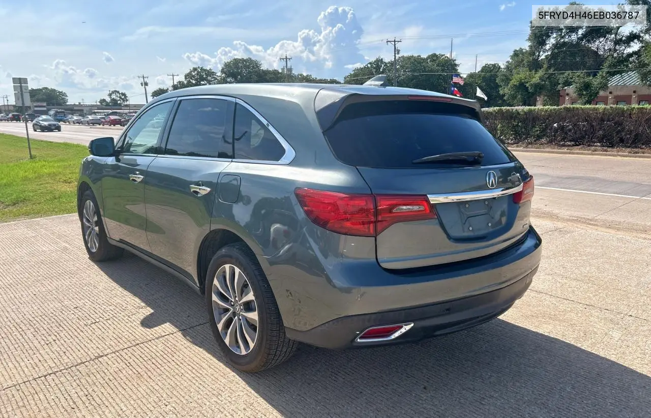 2014 Acura Mdx Technology VIN: 5FRYD4H46EB036787 Lot: 65081735