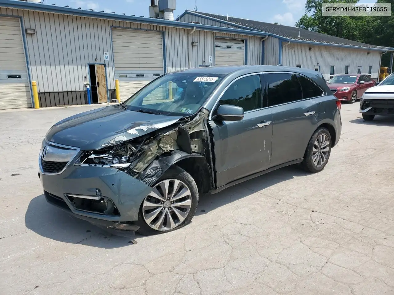2014 Acura Mdx Technology VIN: 5FRYD4H43EB019655 Lot: 65515215