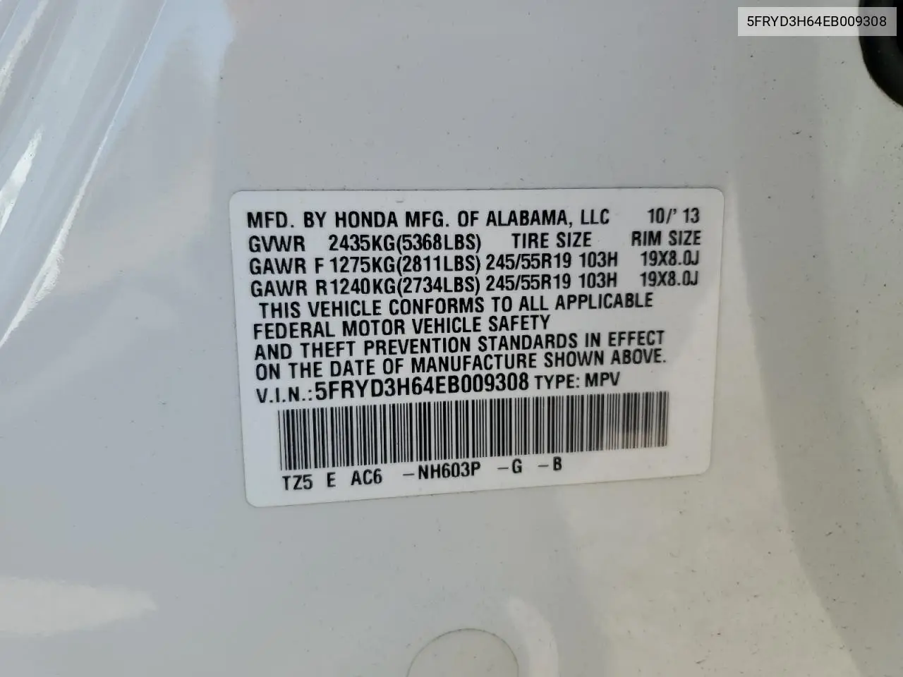 2014 Acura Mdx Technology VIN: 5FRYD3H64EB009308 Lot: 65770415