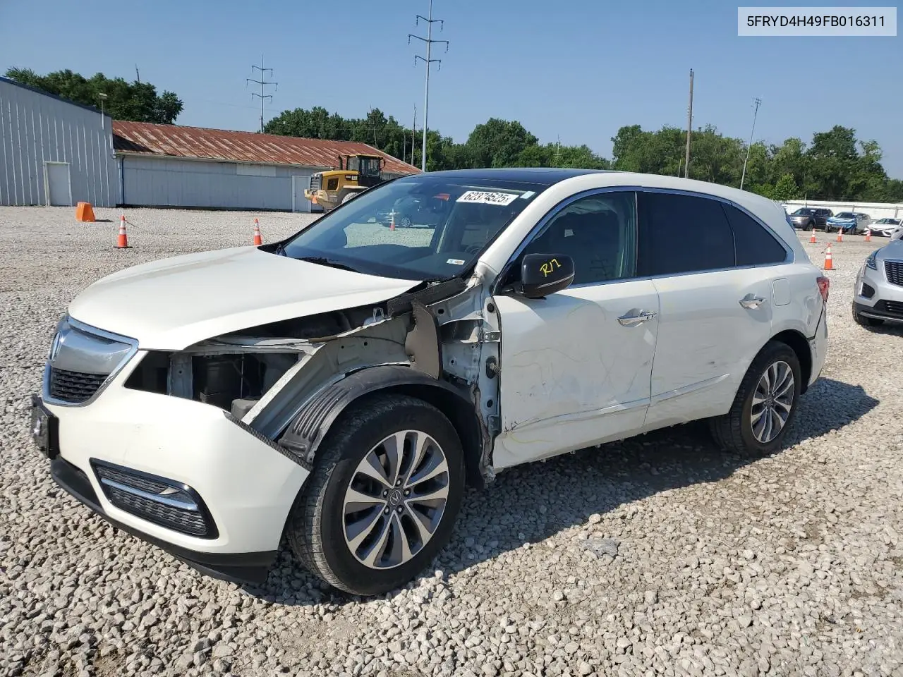 2015 Acura Mdx Technology VIN: 5FRYD4H49FB016311 Lot: 62374525