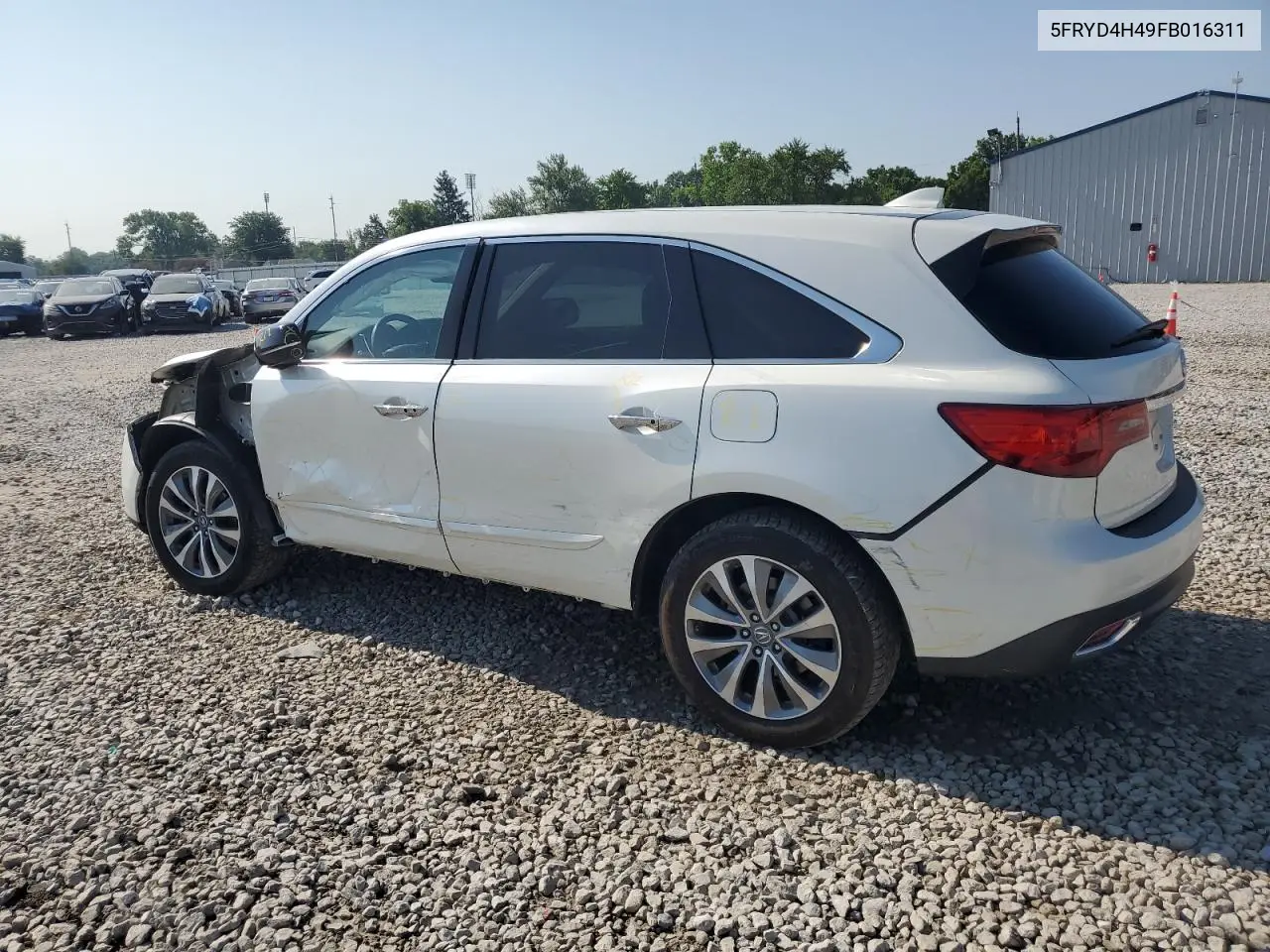 2015 Acura Mdx Technology VIN: 5FRYD4H49FB016311 Lot: 62374525