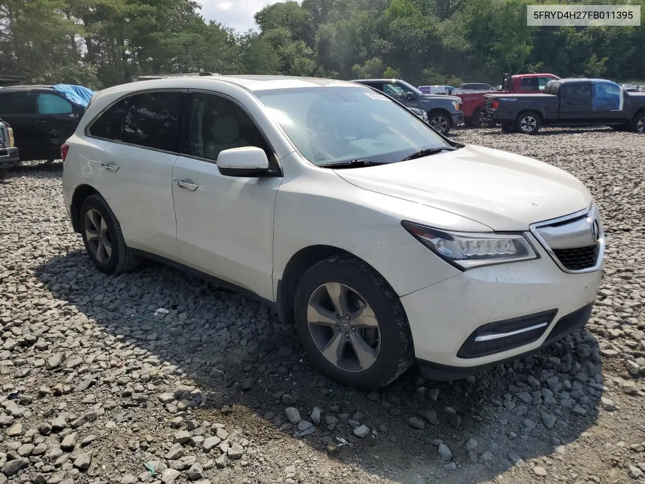2015 Acura Mdx VIN: 5FRYD4H27FB011395 Lot: 62630475