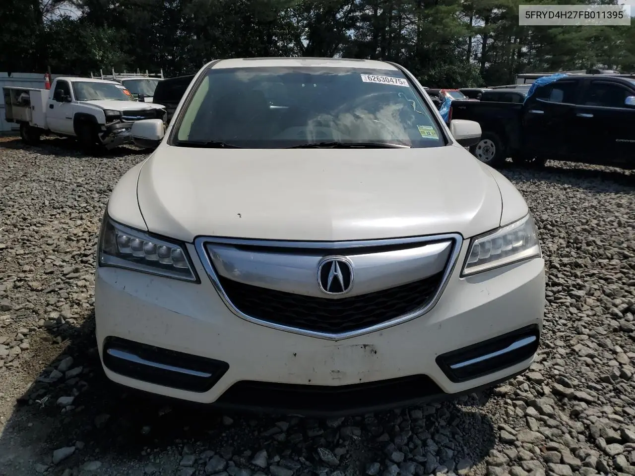 2015 Acura Mdx VIN: 5FRYD4H27FB011395 Lot: 62630475