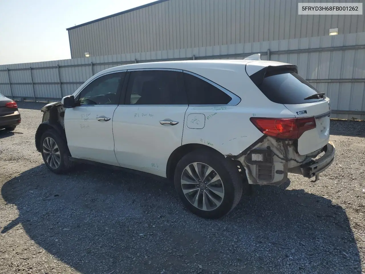 2015 Acura Mdx Technology VIN: 5FRYD3H68FB001262 Lot: 62733485
