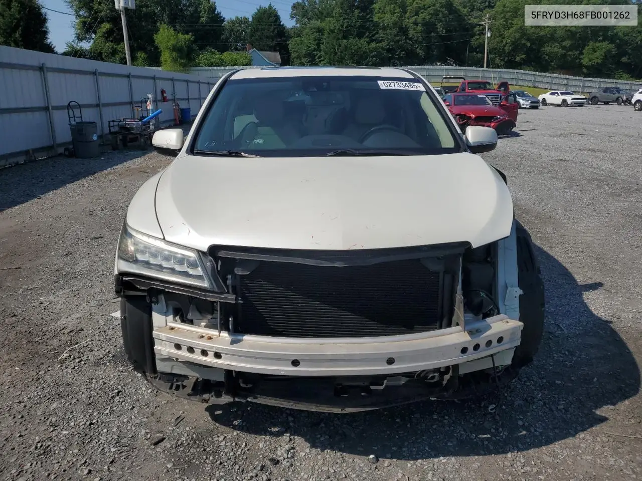 2015 Acura Mdx Technology VIN: 5FRYD3H68FB001262 Lot: 62733485