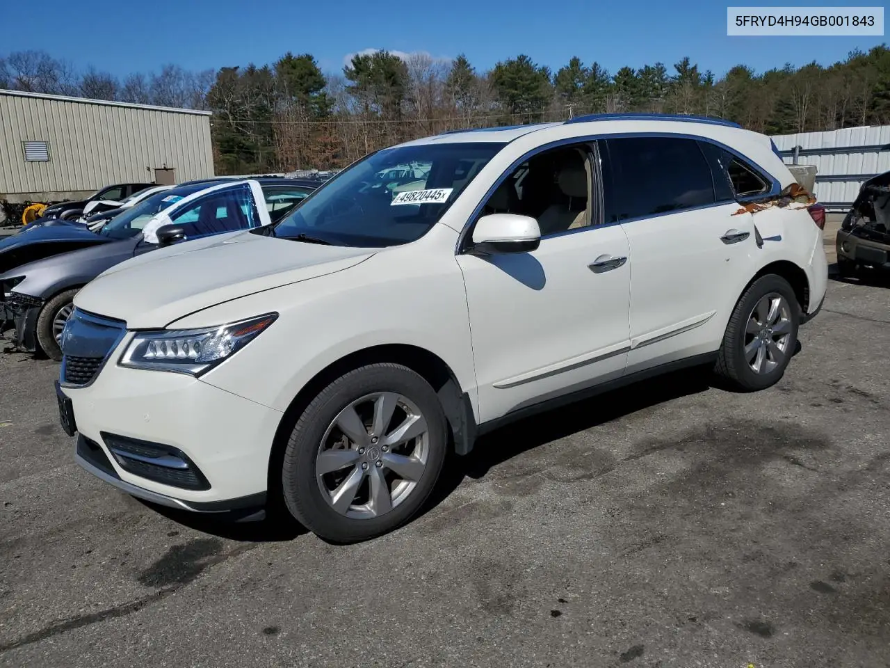2016 Acura Mdx Advance VIN: 5FRYD4H94GB001843 Lot: 49820445