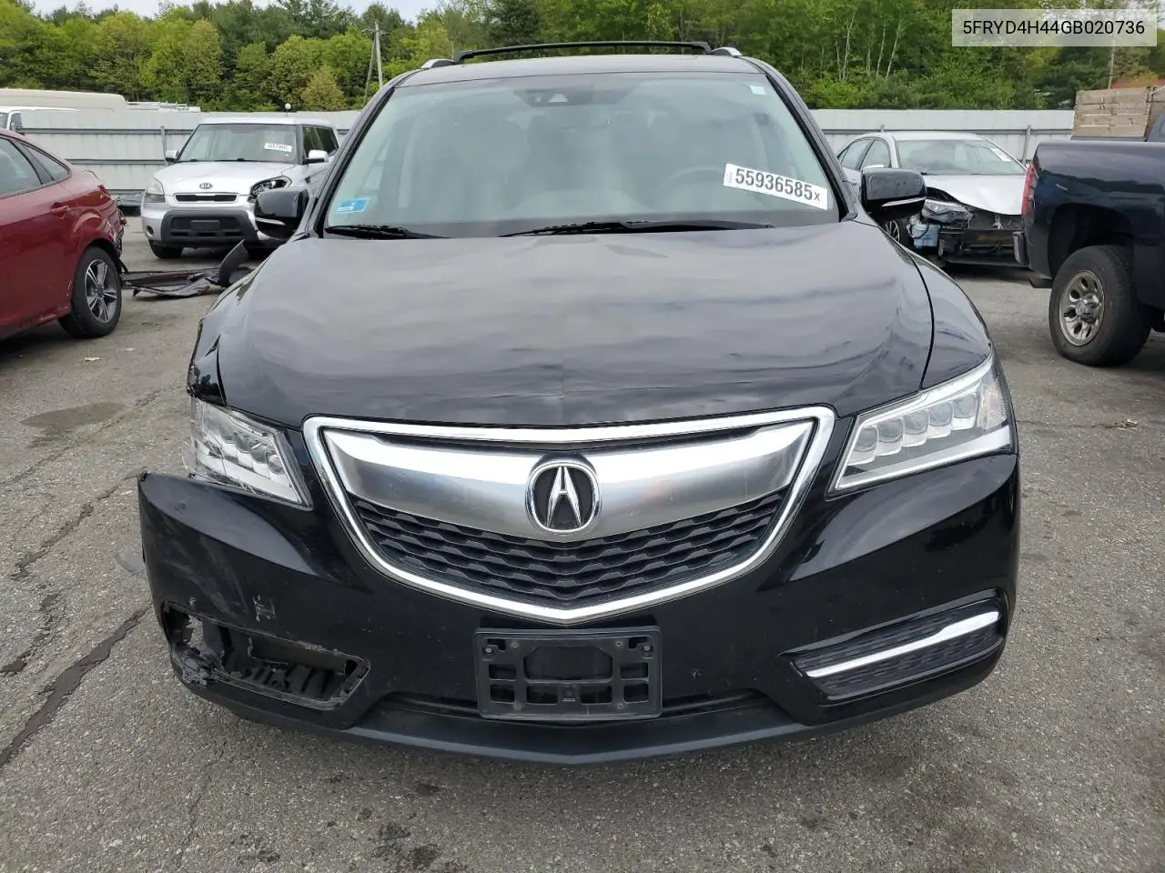 2016 Acura Mdx Technology VIN: 5FRYD4H44GB020736 Lot: 55936585