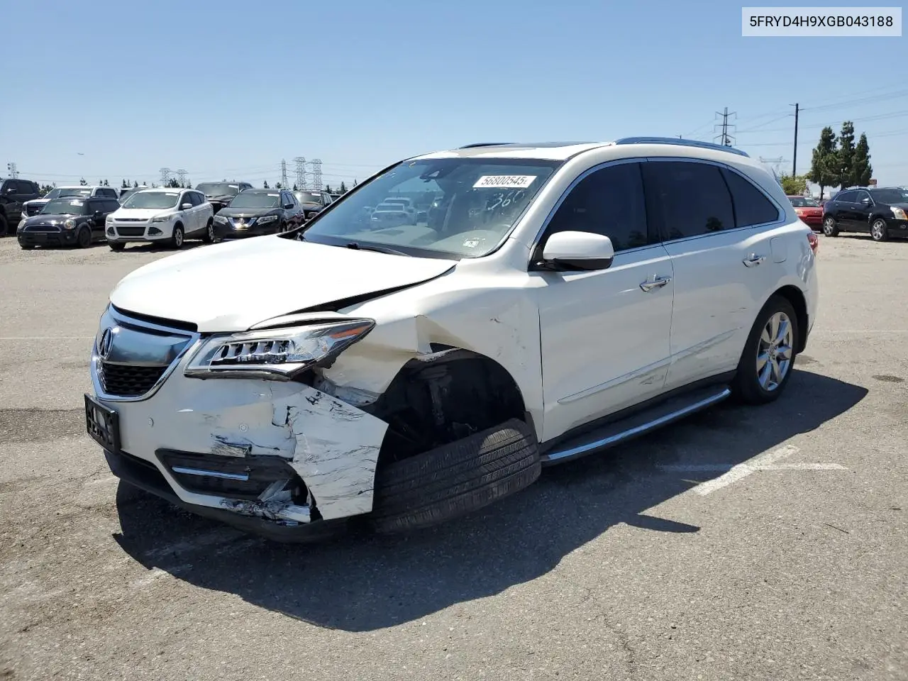 2016 Acura Mdx Advance VIN: 5FRYD4H9XGB043188 Lot: 56800545