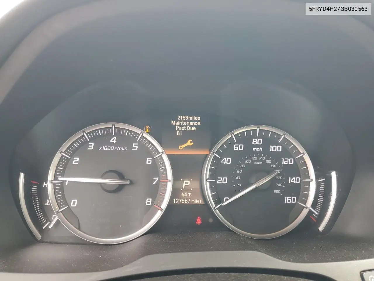 2016 Acura Mdx VIN: 5FRYD4H27GB030563 Lot: 61804815
