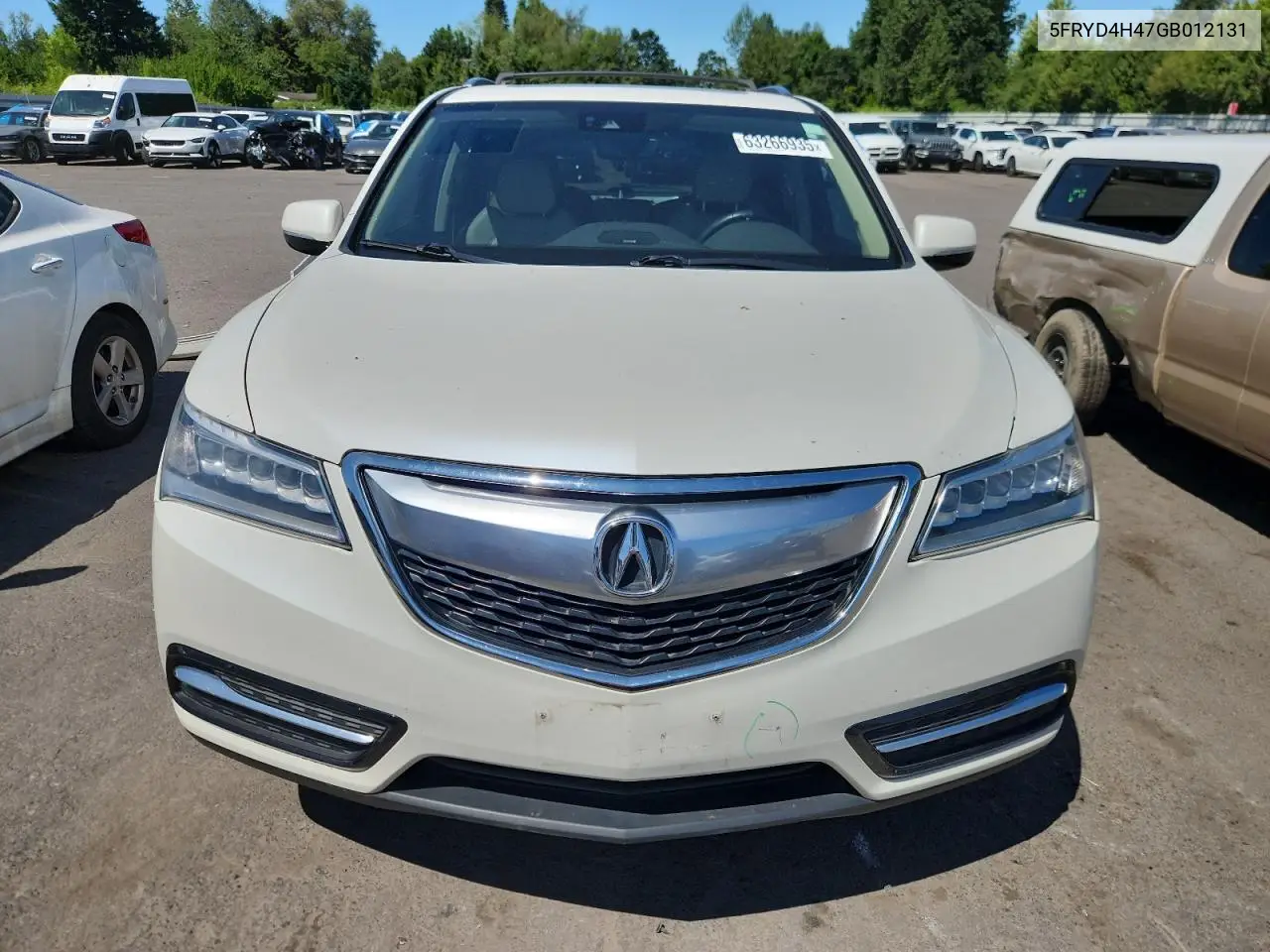 2016 Acura Mdx Technology VIN: 5FRYD4H47GB012131 Lot: 63266935