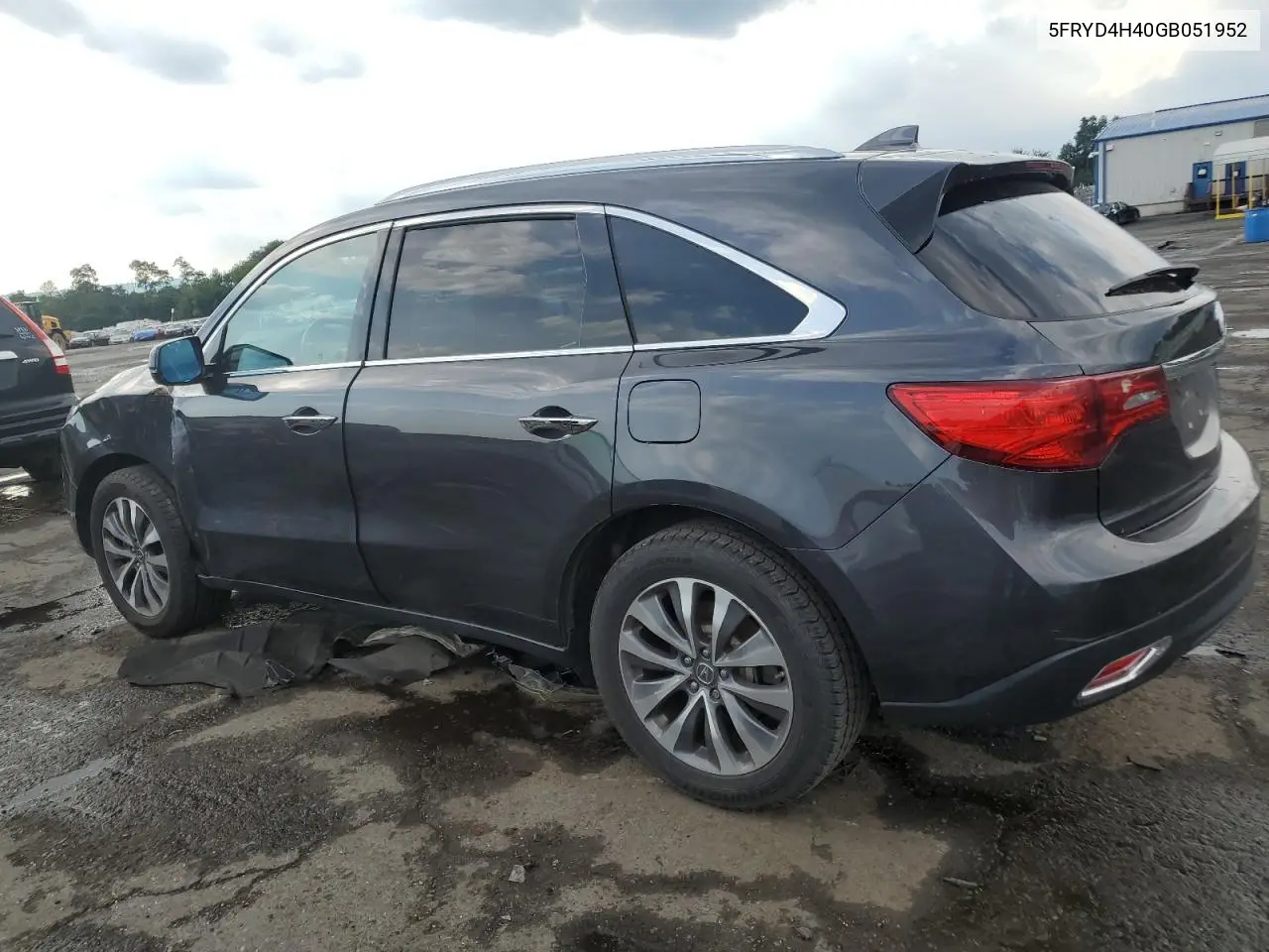 2016 Acura Mdx Technology VIN: 5FRYD4H40GB051952 Lot: 63576235