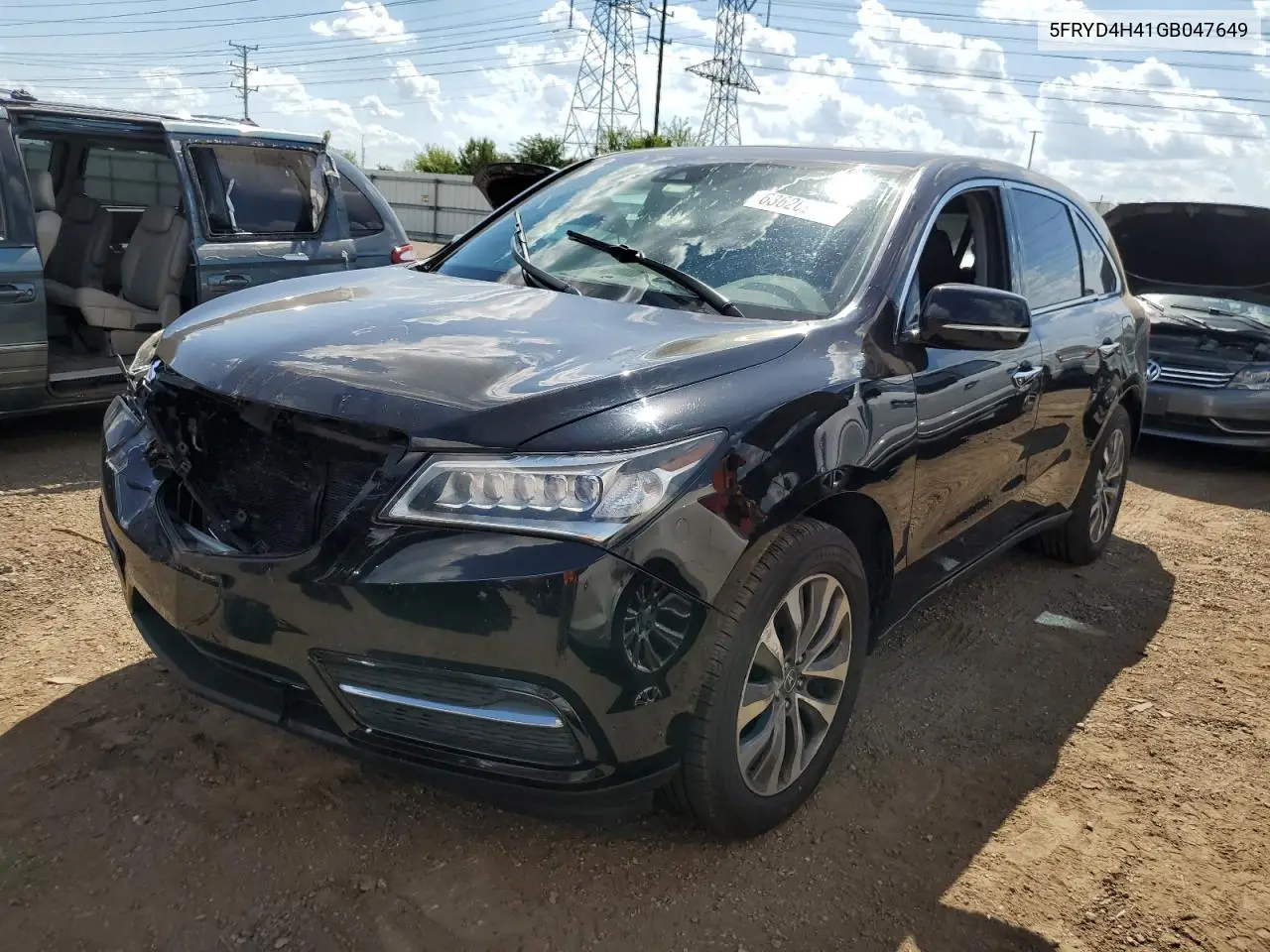2016 Acura Mdx Technology VIN: 5FRYD4H41GB047649 Lot: 63626935